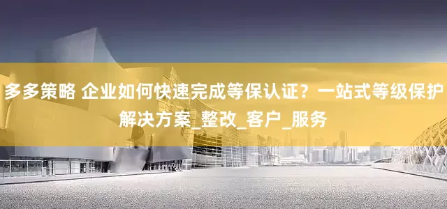 多多策略 企业如何快速完成等保认证？一站式等级保护解决方案_整改_客户_服务